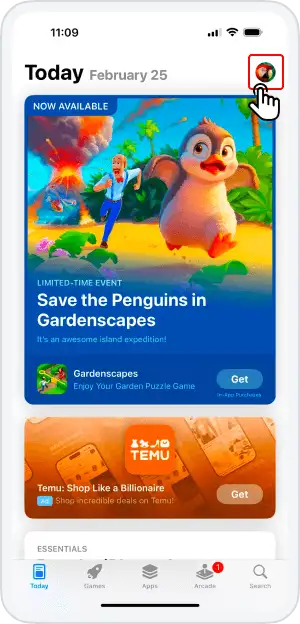 iOS App Store download step 1